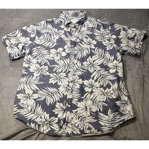 Denim & Flower Mens Button up Shirt cotton Hawaiian Floral Short Sleeve XXXL